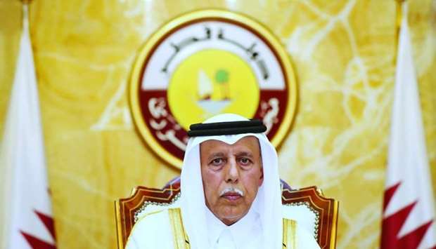 HE the Speaker of the Council Ahmed bin Abdullah bin Zaid al-Mahmoud chairing Monday's session