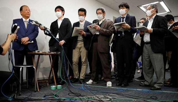 Toshiro Muto, Tokyo 2020 Organizing Committee CEO, addresses the Olympic torch relay during a news conference, as the spread of the coronavirus disease (COVID-19) continues, in Tokyo. Reuters