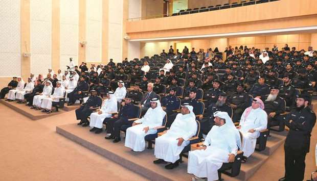 Ministry of Interior officials and officers from the General Directorate of Civil Defence and other dignitaries attend the World Civil Defence Day celebrations in Doha yesterday.