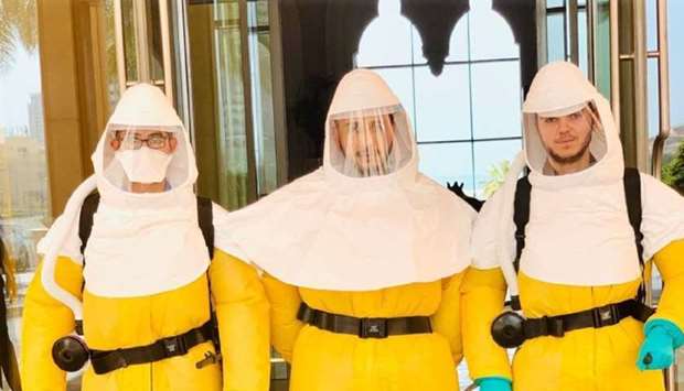 Hamad Medical Corporation (HMC) Ambulance Service decontamination team is engaged in continuous efforts to sterilise the housing facilities used for quarantining the novel coronavirus (Covid-19) cases. The pictures show the team's sterilisation activities, HMC tweeted Friday.