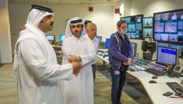 QMC CEO HE Sheikh Abdulrahman bin Hamad al-Thani inaugurating two TV channels Education 1 and Education 2.