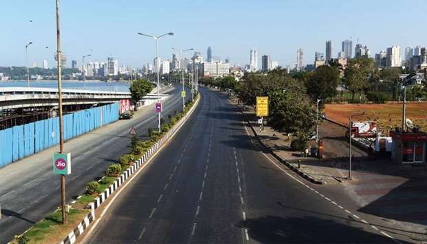 Deserted roads at marine drive are seen during a one-day Janata (civil) curfew imposed amid concerns over the spread of the COVID-19 novel coronavirus, in Mumbai