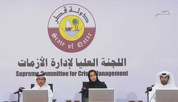HE Spokesperson of the Supreme Committee for Crisis Management Lolwah bint Rashid bin Mohammed Al Khater  during the press briefing