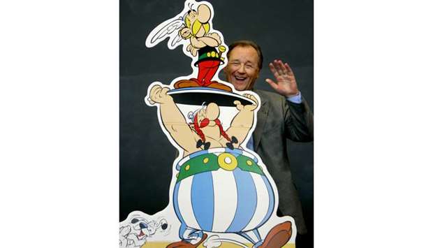 This picture taken in 2005 shows Uderzo with Asterix and Obelix at the Frankfurt book fair.