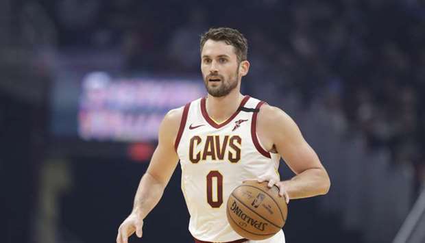 Cavaliers forward Kevin Love is one of many NBA players to donate time and money for Covid-19 relief efforts. (TNS)