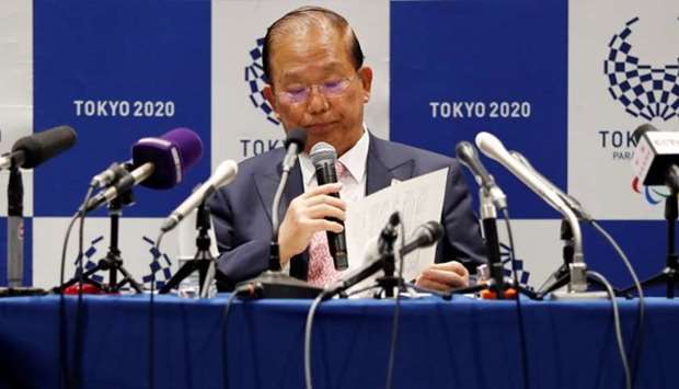 Toshiro Muto, Tokyo 2020 Organizing Committee Chief Executive Officer, attends a news conference after Tokyo 2020 Executive Board Meeting, in Tokyo