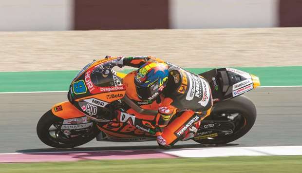 Jorge Navarro of Beta Tools Speed Up set the fastest time in Moto2 during the pre-season testing at the Losail International Circuit last week.