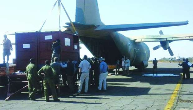 Containers for black rhinos stand prior to loading onto a plane in an African country. Aviation industry led by IATA has committed to play its part in putting an end to the illegal, evil trade in wildlife, worth at least $19bn annually.