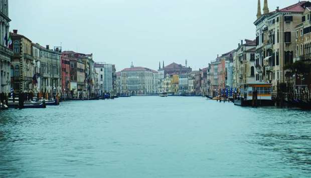 An empty canal is seen after the spread of coronavirus has caused a decline in the number of tourists in Venice, Italy