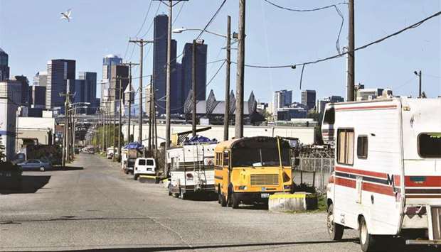 RVs and other oversize vehicles are seen on a street in Seattle in 2014. Handout photo by Graham Pruss