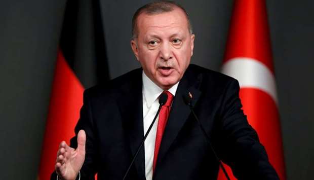 Turkish President Tayyip Erdogan speaks during a news conference in Istanbul, Turkey. January 24 file picture.
