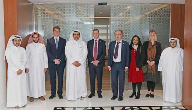 Al-Muhannadi with Government Tax Authority and British Tax and Customs Authority officials in Doha. The British Tax and Customs Authority officials are on a 5-day visit, which was aimed at reviewing tax procedures and policies applied in Qatar and exchanging experiences in common areas of interests between the two nations.