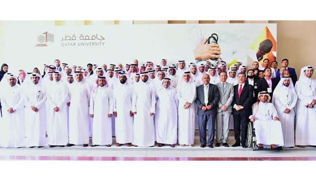 Dignitaries and other officials at the opening of the QU Career Fair