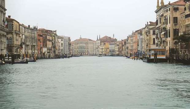 An empty canal is seen after the spread of coronavirus has caused a decline in the number of tourists in Venice, Italy.