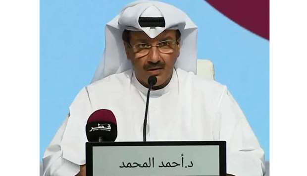 Dr Ahmed al-Mohamed addressing the press conference