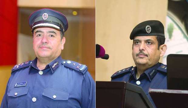 Brigadier Mohamed Abdullah al-Shahwani (L), Col Mohamed Radi al-Hajri