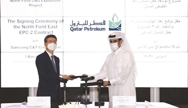 The EPC contract was signed by HE the Minister of State for Energy Affairs Saad Sherida al-Kaabi and Oh Se-chul, president and CEO of Samsung C&T during a ceremony at QP headquarters yesterday. 