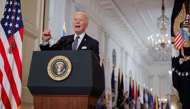 US President Biden delivers an address to the nation about the coronavirus disease (Covid-19) pandemic from the White House in Washington