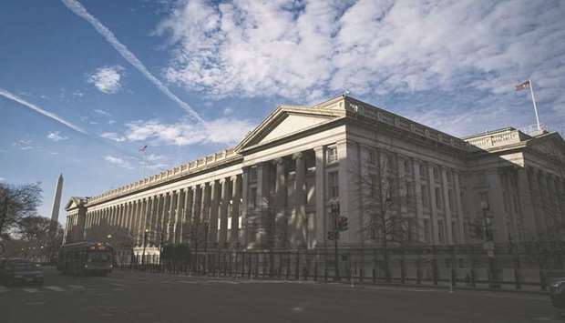 The US Treasury building in Washington, DC. Treasuries tumbled anew on Friday, sending 10- and 30-year yields to their highest since early 2020, amid growing concern stimulus will fuel an explosion in economic growth that ignites price pressures.