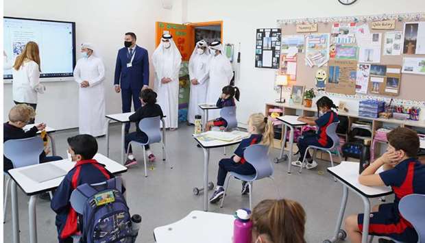 HE Dr Mohammad bin Abdul Wahid Al Hammadi, the Minister of Education and Higher Education, during the visit at the Hamilton International School