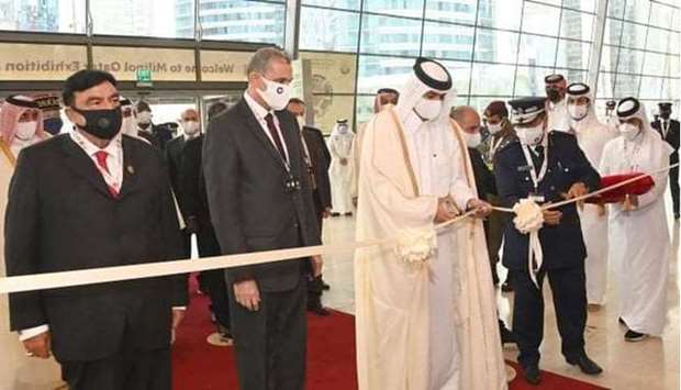 HE the Prime Minister and Minister of Interior was briefed on the exhibition pavilions as well as state-of-the-art devices and technologies in its sections related to enhancing safety and security, especially the security of stadiums and sports events.