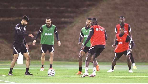 Qatar players train at the Aspire Academy.rnrn
