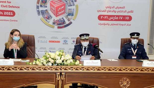 Officials at the press conference marking the conclusion of Milipol Qatar 2021. PICTURE: Thajudheenr