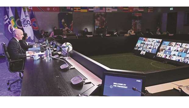 FIFA Gianni Infantino president attends a FIFA Council meeting via videoconference on Friday.