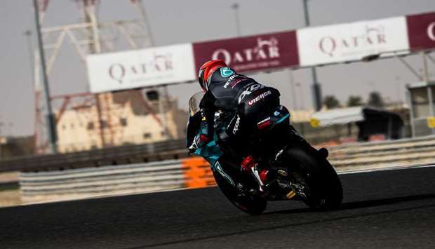 Xavi Vierge of Petronas SRT in action during the Moto2 testing at the Losail International Circuit on Saturday.