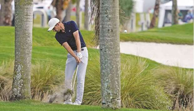 Aaron Wise plays his shot from the rough in the 2nd hole during the second round of The Honda Classic golf tournament at PGA National in Palm Beach Gardens, Florida, United States, on Friday. (USA TODAY Sports)