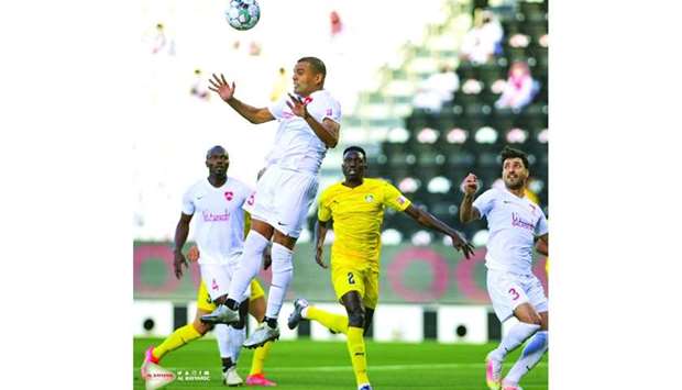 Action from the match between the Ooredoo Cup match between Al Rayyan (in white) and Al Gharafa (in yellow)