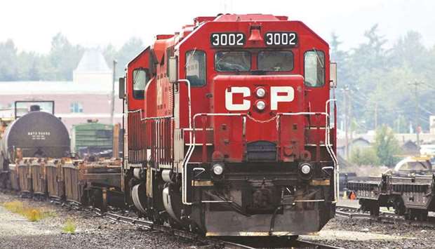 A Canadian Pacific Railway engine sits in a railyard in Port Coquitlam, British Columbia, Canada. Canadian Pacificu2019s latest attempt to expand its US business comes after it dropped a hostile $28.4bn bid for Norfolk Southern Corp in April 2016.