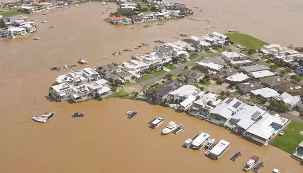 A flooded area following heavy rains in Port Macquarie, New South Wales, Australia.