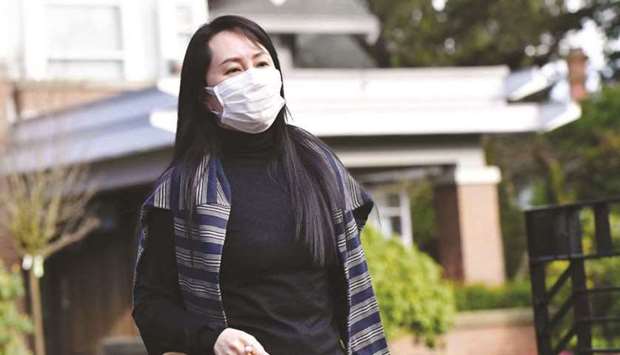 Meng Wanzhou, chief financial officer of Huawei Technologies, leaves her home to attend Supreme Court in Vancouver, British Columbia, Canada, on Monday. Defence lawyers have argued that Meng could not have deceived HSBC executives at a 2013 Hong Kong tea house meeting because the bank u201cfully knewu201d Huawei still effectively controlled Skycom, despite having sold it in 2007 to shell company Canicula Holdings.