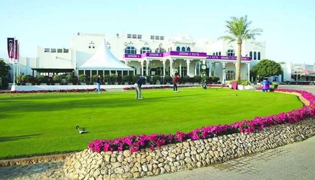 A general view of the putting green and clubhouse during the second round of the Commercial Bank Qatar Masters at Doha Golf Club on January 28, 2016.