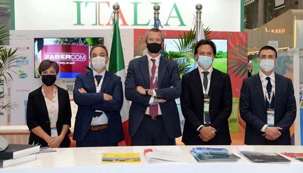 (From left) The Italian embassy's deputy head of mission Carlotta Colli, Saipem branch manager Danieli Giorgio, Italian ambassador Alessandro Prunas, Leonardo general manager (representative trade office) Paolo Tabacco and Italian trade commissioner Giosafat Rigano during Tuesday's opening of AgriteQ. PICTURE: Thajudheen