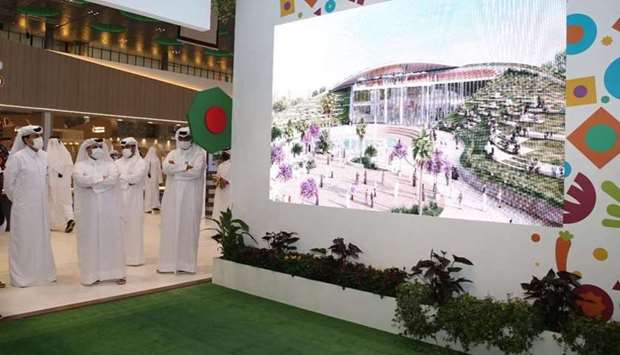 HE the Minister of Municipality and Environment Abdullah bin Abdulaziz bin Turki al-Subaie visiting the Expo 2023 Doha pavilion at AgriteQ-EnviroteQ 2021. (Supplied picture)