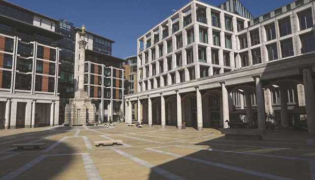 The London Stock Exchange building in Paternoster Square. The LSE Group kicked off the European leg of an international offering of bonds to refinance the debt that paid for its $27bn acquisition of Refinitiv Holdings earlier in the year.