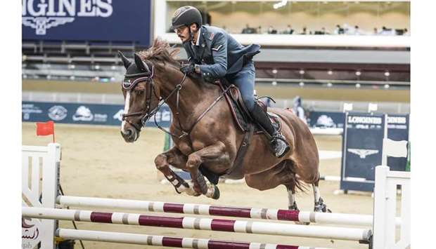 Hamad Nasser al-Qadi astride Gibria-B en route to his win in the Big Tour class during the 12th and final round of the Longines Qatar Equestrian Tour Hathab