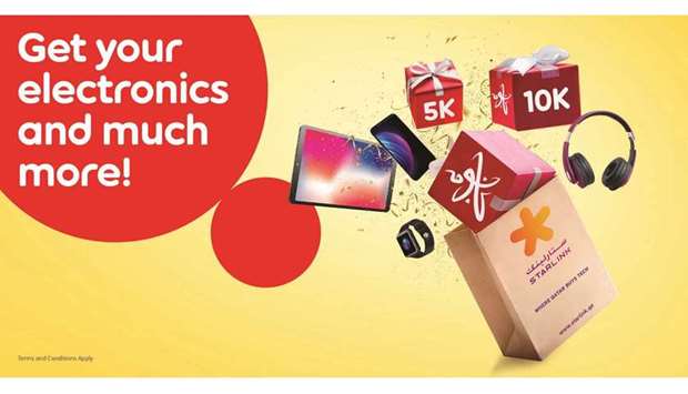 From March 28 to April 28, 2021, customers making a purchase of a minimum of QR1,000 at Starlink will get a Nojoom Reward Card and up to 10,000 Nojoom points on top of their regular reward points.