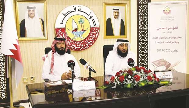 Muaath Yusuf al-Qaasmi and Malullah Abdurahman al-Jaber at the press conference on Monday.