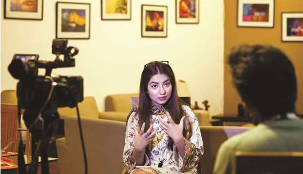 Dananeer Mobeen speaks during an interview in Karachi with Reuters.