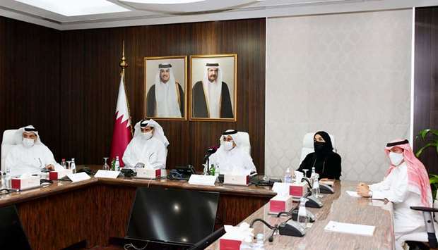 Qatar Chamber officials during a virtual general assembly meeting held on Wednesday.