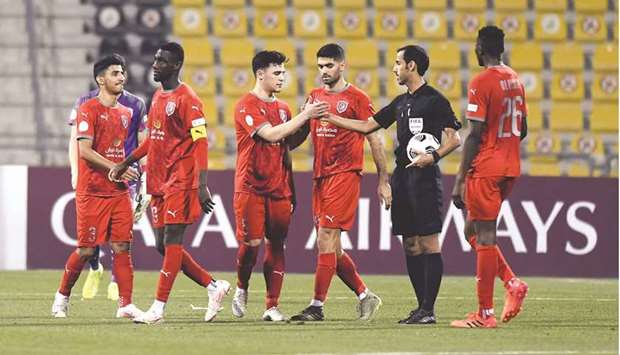 Al Duhail players celebrate their win over Al Shamal in the quarter-finals of the Amir Cup earlier in this week.