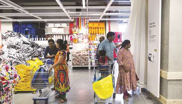 Customers inside the Ikea store in the Hitech City on the outskirts of Hyderabad (file). The furniture giant is accelerating its India expansion after a nationwide pandemic lockdown last year delayed the construction and opening of new stores in one of its fastest-growing markets.