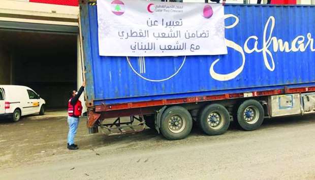 QRCS donates 50tonnes of food items for 1,050 families in Lebanon.