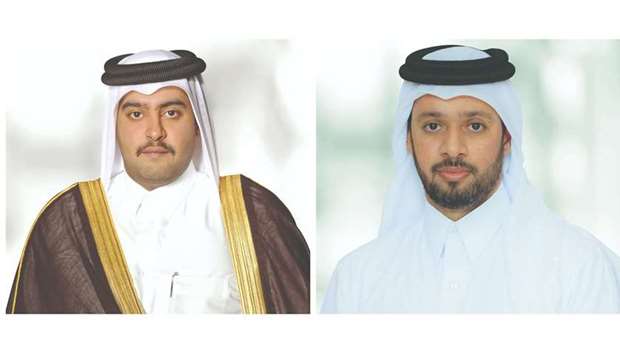 Dukhan Bank chairman and managing director Sheikh Mohamed bin Hamad bin Jassim al-Thani, left, and Dukhan Bank Group CEO Khalid Yousef al-Subeai.
