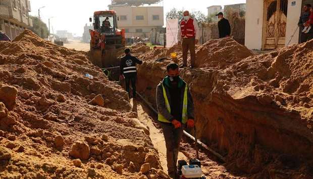 Supported by Qatar Red Crescent Society for the benefit of 70,000 people living in southern Gaza City, this activity is part of a project to construct a sewage system in Gaza.