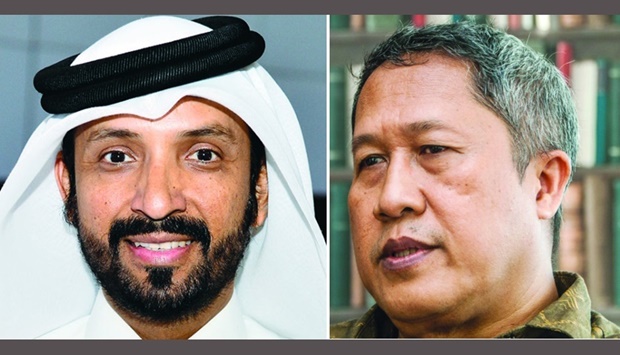 Qatar-Indonesia Business Council (QIBC) president Farhan al-Sayed, Indonesia-Qatar Business Council (IQBC) president Hendra Hartono Turman.
