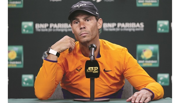 Rafael Nadal of Spain fields questions from the media during the BNP Paribas Open in Indian Wells, California. (AFP)